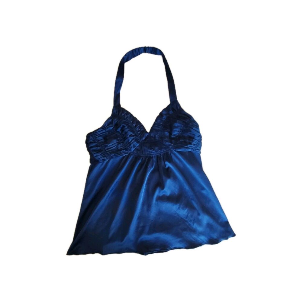 The Limited Womens Halter Top NWT Vibrant Silky Blue Size Medium Shirred Bodice